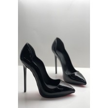 Hayy Shoes Siyah Rugan Love Gizli Platformlu Stiletto Topuklu Ayakkabı