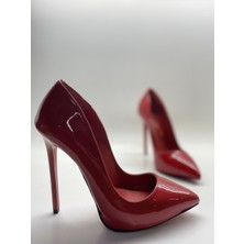 Hayy Shoes Kırmızı Rugan  Deri Astarlı Gizli Platformlu Stiletto Topuklu Ayakkabı