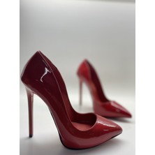 Hayy Shoes Kırmızı Rugan  Deri Astarlı Gizli Platformlu Stiletto Topuklu Ayakkabı