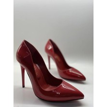 Hayy Shoes Kırmızı Rugan  Deri Astarlı Stiletto Topuklu Ayakkabı