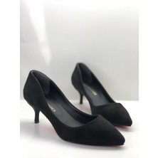 Hayy Shoes Siyah Süet Stiletto Topuklu Ayakkabı