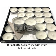 Inia Home Tealight 50LI Mum Parti ve Özel Günler Için Uygun 1 Saat Tealight Kına 35 mm Çap 12 mm Boy