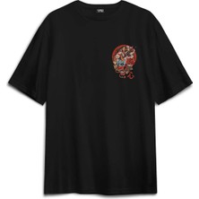 Kendim Seçtim Hannya Mask Oni Japanese Demon Maske Japon Sırt Ön Baskılı Oversize Tişört Unisex T-Shirt