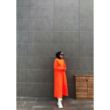 Nous Oranj Kuşaklı Basıc Elbise