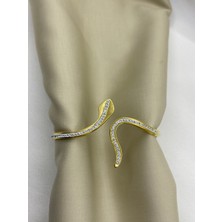 By Nur Takı Çelik Gold Taşlı Kelepçe Bileklik
