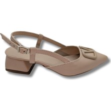 Çiğdem Kundura Delicate - Kadın Sivri Burunlu Arkası Açık Topuklu Ayakkabı - Delicate - Nude - 37