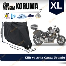 Breen Tüm Modellere Uyumlu Siyah (XL) Beden Motosiklet Brandası, Arka Çanta ve Kilit Uyumlu, Güvenli, Su Geçirmez Dayanıklı Kumaş