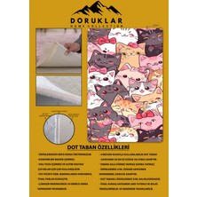 Doruklar Home Collection Kaymaz taban makinada yıkanabilir dijital baskı kediler desenli genç odası halısı dot taban halı gnc51