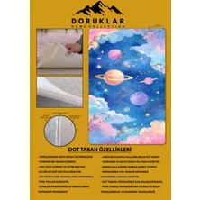 Doruklar Home Collection Kaymaz taban makinada yıkanabilir dijital baskı pembe uzay desenli genç odası halısı dot taban halı gnc49