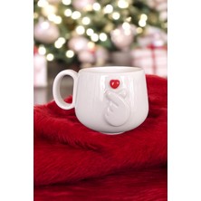 Boonlüle Kore Kalp Kırmızı Parmak Kalpli El Yapımı Seramik Mug 200 ml Fincan