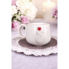 Boonlüle Kore Kalp Kırmızı Parmak Kalpli El Yapımı Seramik Mug 200 ml Fincan