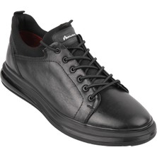 Marcomen 18366-1 Sıyah-Sıyah Sneaker Derı Ayakkabı