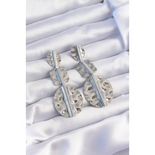 Sinerji Shop Pirinç Gümüş Renk Geometrik Ezme Plaka Küpe - TJ-BKP9245