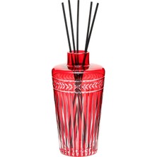 Missi Kırmızı Kristal Kesme Cam Şişe Black Vanilya Oda Kokusu (23  cm )