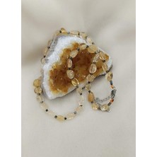 HD Marketim Kolye Natural Dogaltaş Sitrin Kadın Kız Takı Gerdanlık Düğün Nişan