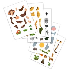 Oksijen Oyuncak Bitmeyen Tükenmeyen Safari Temalı Tak Çıkar Numaralı Sticker Boyama Kitabı Eğlenerek Öğren Boya ve Keşfet