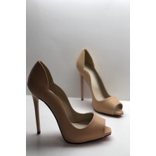 Hayy Shoes Nude Mat Love Kare Burun Gizli Platformlu Stiletto Topuklu Ayakkabı
