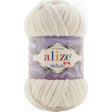 Alize 5 Adet Velluto Kadife El Örgü ipliği Kemik 599