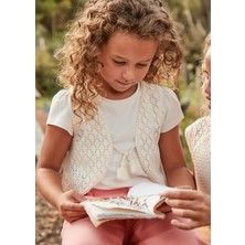 Mayoral Kız Çocuk Yelekli Tshirt Krem