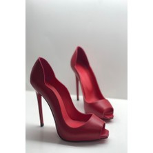 Hayy Shoes Kırmızı Mat Love Kare Burun Gizli Platformlu Stiletto Topuklu Ayakkabı