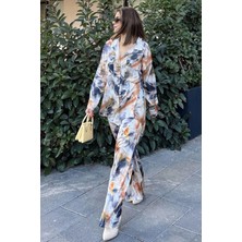 New Laviva Kadın Laci & Kiremit Çift Cepli Gömlek & Bol Paça Pantolon - Salaş Alt & Üst Takım