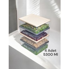 4'lü Derin Buzdolabı Organizer Set Düzenleyici Saklama Kabı Mikrodalga Difriz Kabı 5300ML