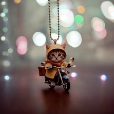 Motorlu Yavru Kedi Akrilik 2 Boyutlu Dikiz Aynası Süsü