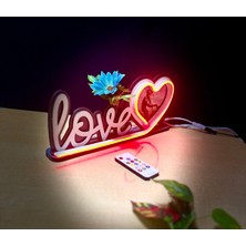 Bi Moda 034 Love Yazılı Neon Ledli Kumandalı Sevgililer Günü Hediyesi Resim Konulabilir Tak Çalıştır Kumandalı