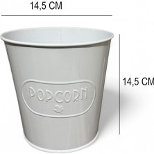 AlbiFoni Beyaz Metal Popcorn Kutusu - Patlamış Mısır Kovası Kendinden Kabartma Desenli 3 Adet