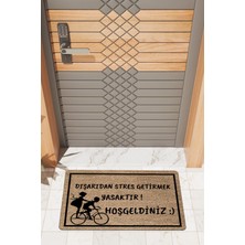 Rug Mood Modern Dijtal Baskı Bisikletli Strs Getirmek Yasaktır Kapı Önü Paspası