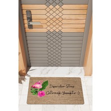 Rug Mood Modern Dijtal Baskı Flamingo Strs Getirmek Yasaktır Kapı Önü Paspası