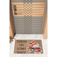Rug Mood Modern Dijtal Baskı Pembe Flamingo Strs Getirmek Yasaktır Kapı Önü Paspası