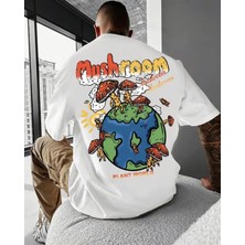 Amor Man Büyük Beden Özel Tasarım Mushroom Sırt Baskılı Sokak Modası Battal Erkek T-Shırt