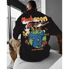 Amor Man Büyük Beden Özel Tasarım Mushroom Sırt Baskılı Sokak Modası Battal Erkek T-Shırt