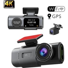 Teknotopia 4K UHD Araç Içi Kamera Wifi 7/24 Kayıt Izleme Ön ve Arka Kamera Aktif G-Sensörlü Androis Ios Uyumlu