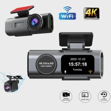 Teknotopia 4K UHD Araç Içi Kamera Wifi 7/24 Kayıt Izleme Ön ve Arka Kamera Aktif G-Sensörlü Androis Ios Uyumlu