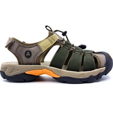 Humtto HM710445A Burnu Kapalı Bej Haki Yeşil Erkek Outdoor Trekking Spor Sandalet