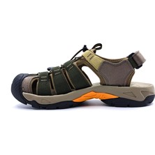 Humtto HM710445A Burnu Kapalı Bej Haki Yeşil Erkek Outdoor Trekking Spor Sandalet