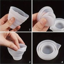 Stil Tasarım Epoksi Silikon Katlanabilir Ölçü Kabı 500 ml - Silikon Beher 500 ml Katlanır Kokulu Taş Mum Ölçü