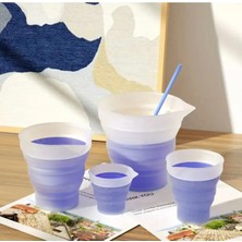 Stil Tasarım Epoksi Silikon Katlanabilir Ölçü Kabı 500 ml - Silikon Beher 500 ml Katlanır Kokulu Taş Mum Ölçü