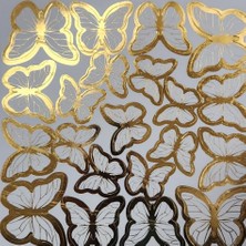 Beyaz Gold Varaklı Kelebek Pasta Dekor Süs 42 Adet