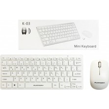 Beyaz Renk  Mini Kablosuz Klavye Mouse Set