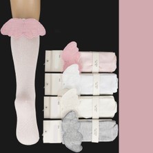 Simli Melek Kanadı Dizaltı Kız Çocuk Çorabı