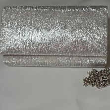 Şarra Gossi Gümüş Abiye Çanta Gece Çantası  Dalgalı Suni Deri Mezuniyet Şık
