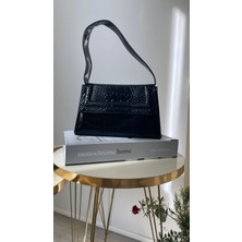 Damla Cılız Kadın Çanta Kutu ve Çapraz Çanta Kroko Siyah