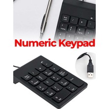 Techno Station Numeric Keypad-Numpad-Usb Kablolu Keypad 18 Tuş Numped Keyped Yan Tuş Klavye