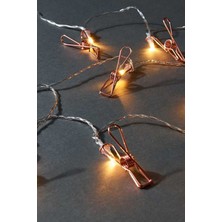 Techno Station Bakır Renkli LED Işıklı Fotoğraf Asma Işık Süsleme Mandalları 10'lu 2 mt