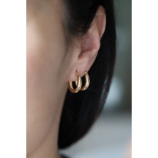 Yenigün Kuyumculuk 14 Ayar Altın Desenli Halka Küpe