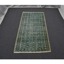 Zehra Abla Halı Vintage El Dokuma Yeşil Nadir Buhara Modelli Uşak Yün Halı 5623