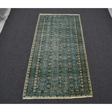 Zehra Abla Halı Vintage El Dokuma Yeşil Nadir Buhara Modelli Uşak Yün Halı 5623